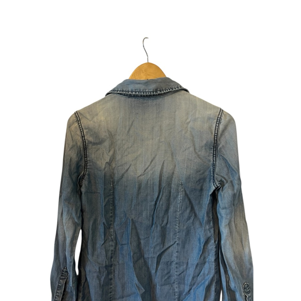 Guess Jeans Chambray Button Up Shirt XS Long Sleeve Tencel Denim Top - Picture 4 of 9